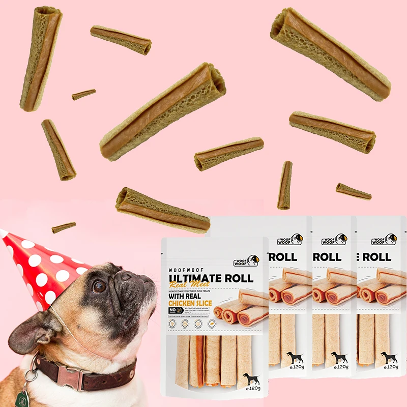 organic pet food factory directly sale chicken meat roll stick dog snack dental treats for training
