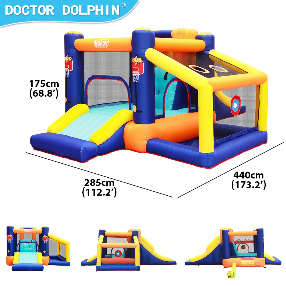 Doctor Dolphin Kids Jumping Bounce House Combo Inflatable Bouncy Castle Bounce House Slide For Party