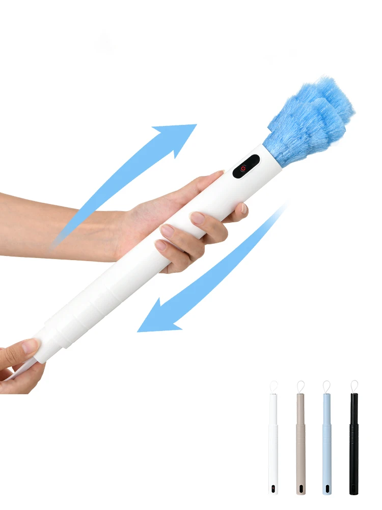 Электрическая телескопическая щетка для пыли и перьев, регулируемая щетка для чистки, бытовой инструмент для очистки, мгновенная щетка для тряпки