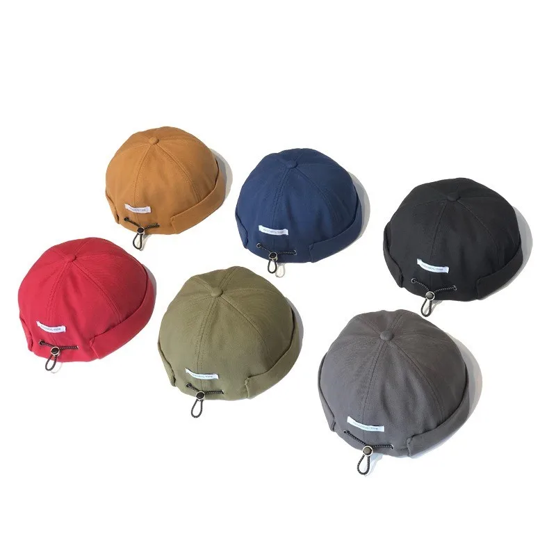 China wholesale fashion Adjustable Rolled Cuff Brimless Hats for Men Cotton Brimless Hat Docker Cap