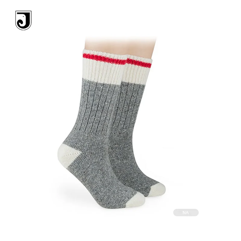 JL- K579 grey wool socks with red stripe
