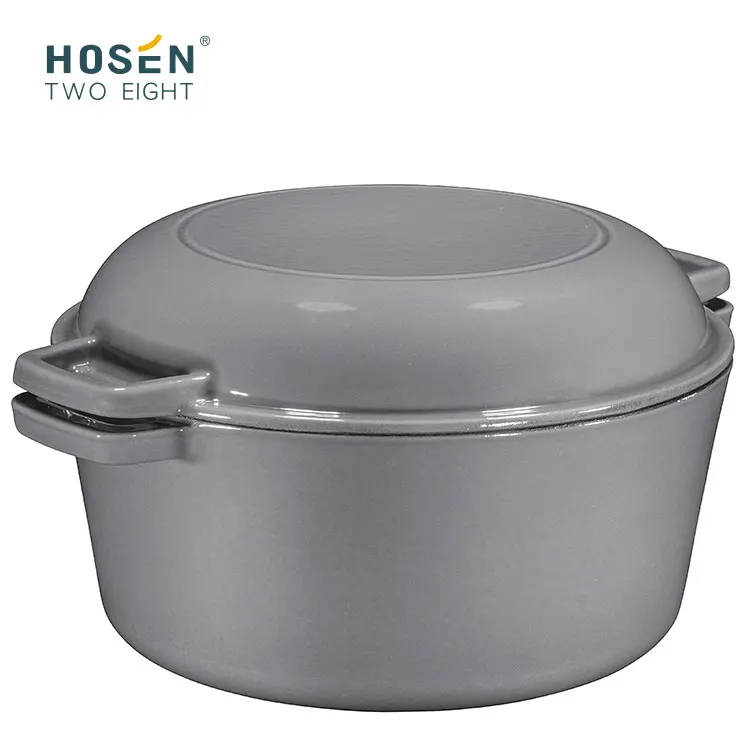 Multifunction Outdoor 2 In 1  Cast Iron Double Dutch Oven  Skillet Frying Roasting Pan Pot Cooker Set Cookware Soup & Stock Pot