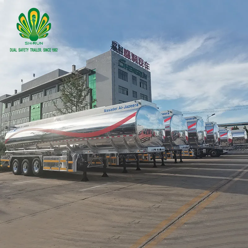 3 Axles 45000 50000 Liters Aluminum Alloy Gasoline Petrol diesel Cooking Oil Mirror Insulated Tank Fuel Tanker Trailer for Sale