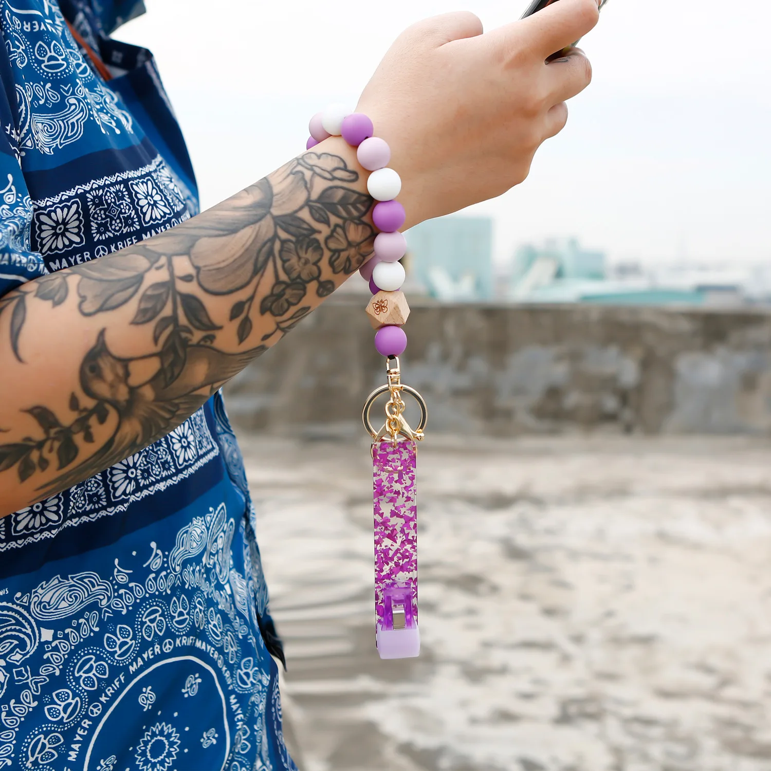 keyring ATM Non-contact Card Extractor Long Nail Card Picker Keychain Silicone Bead Bracelet Credit Card Grabber Keychain