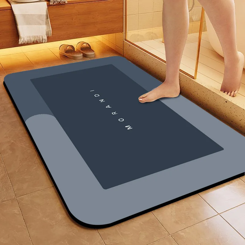 gray door mat Geometric printing custom carpet soft diatomite stone bath mat absorbent rug