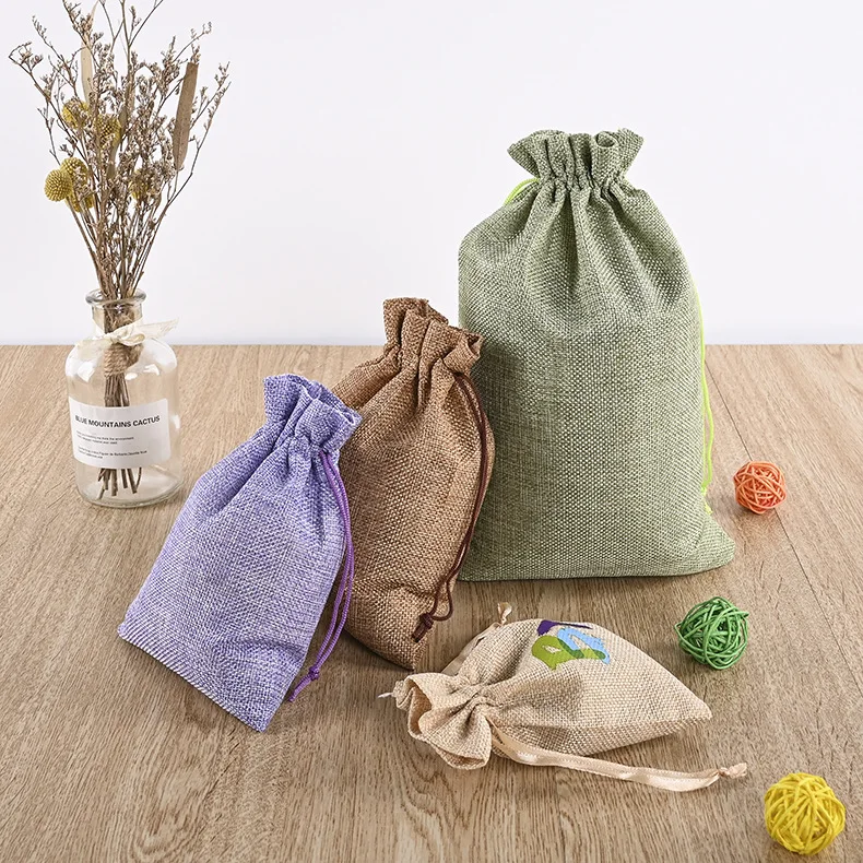 Travel take out rope sack custom rice packing sack pull rope sack