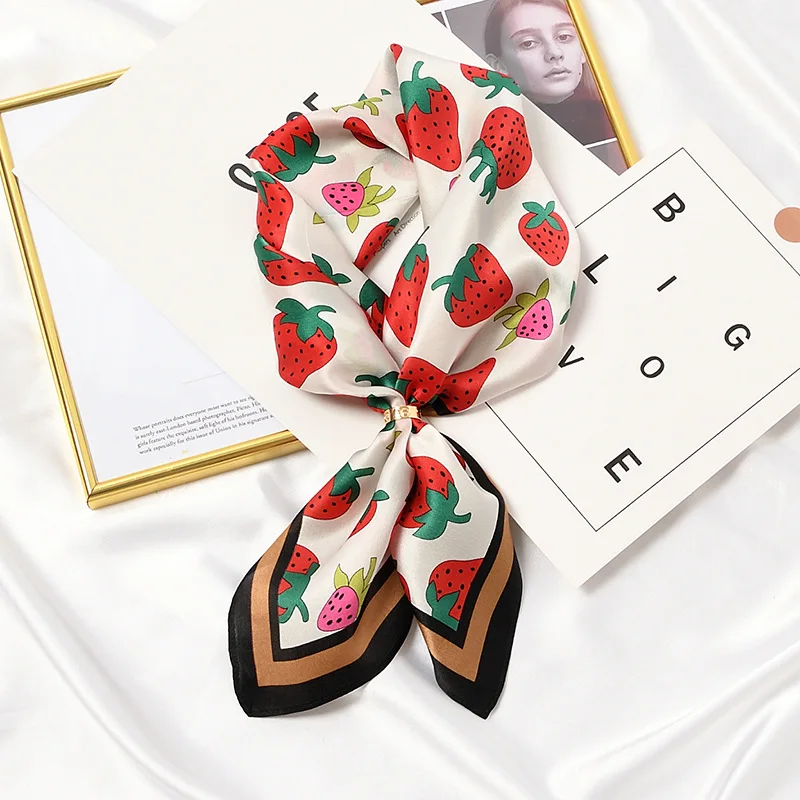 Wholesale Custom Printed Logo Digital Printing Mulberry Women Ladies Scarves Head Wrap Square Satin Silk Scarf