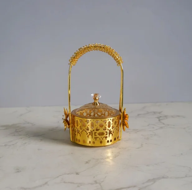 Middle East Arab Decor Gold Iron Tray Electroplated Snack Candy Box