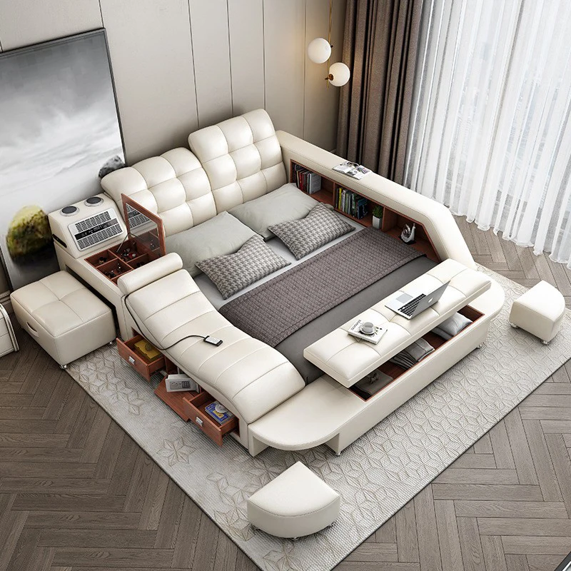 Modern Stylish Sitting Room Furniture Sofa Bed Set living room Sofa Bed multifunction storage bed with sound system and stool