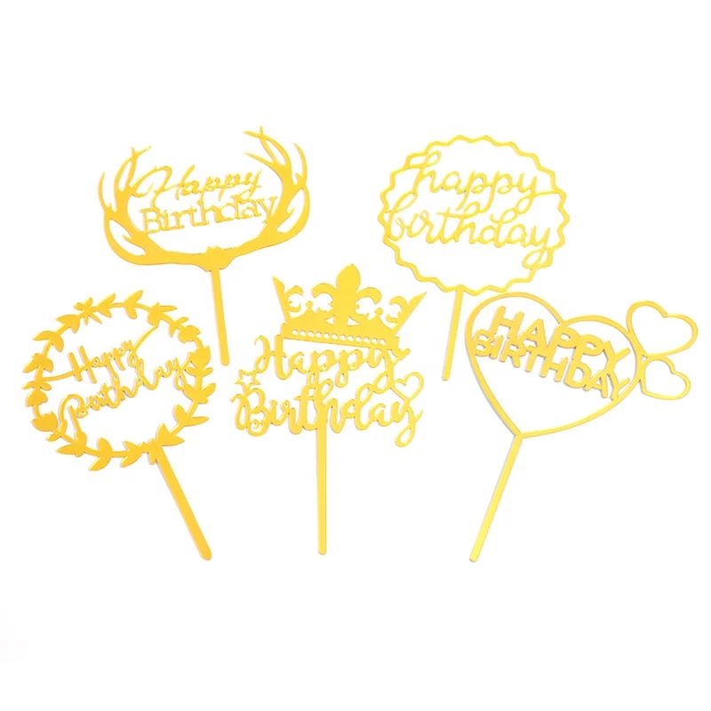 
Custom Logo Acrylic Wedding Happy Birthday Party Cup Cake Topper 