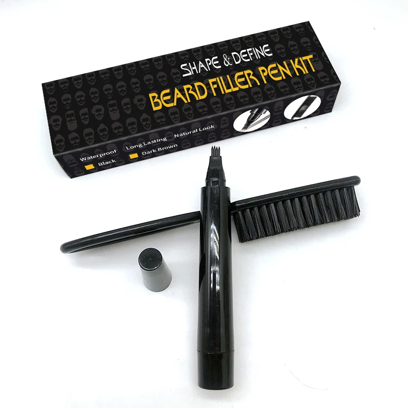 Хит продаж мужские накладные черные коричневые волосы для укладки линии формы бороды наполнитель набор ручек наполнения