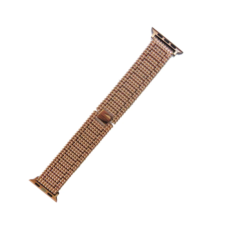 Браслет Yapears с девятью бусинами и цепочкой для часов, металлический браслет из нержавеющей стали, ремешок для Apple Watch 38 40 42 44 мм, розовое золото