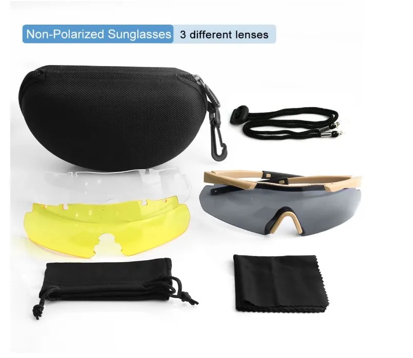 High anti-impact anti-fog Shooting Tactical Glasses Outdoor Cycling Bicycle Evewear Sunglasses