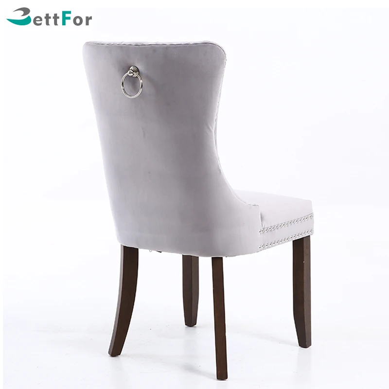 
American style vintage tufted wooden fabric upholstered dining room chair velvet 