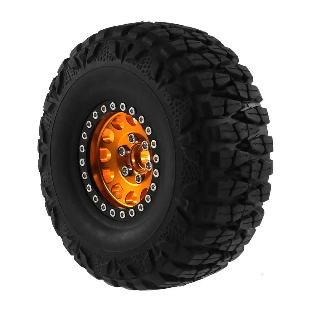 Original Metal 1.9 Inch Beadlock Wheel Rims Hub Rubber Tires Set for Axial Wraith TRX-4 1/10 RC Crawler Model Car Parts