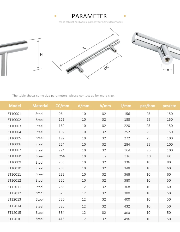 High Quality Steel Furniture Cabinet Drawer Handles T Bar Black Gold Handle