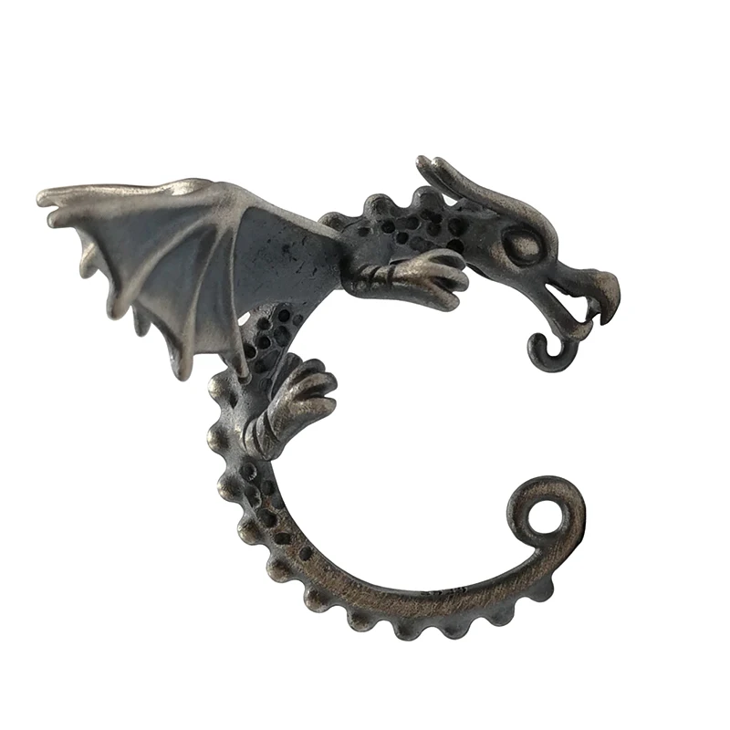 Wholesale real 100% 925 Sterling Silver Fashion retro punk wing dragon ear clip-on Earrings for women Jewelry