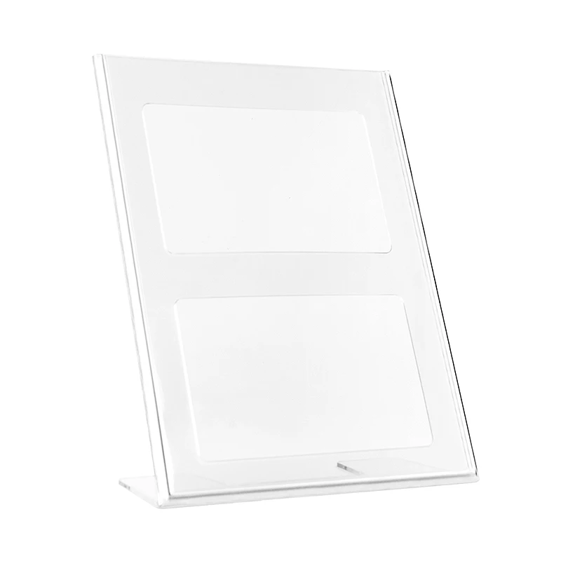 Sign Holder Slant Back Stands for Display Plexiglass Clear Acrylic Display Stands for Promotions, Restaurants, Office, Store