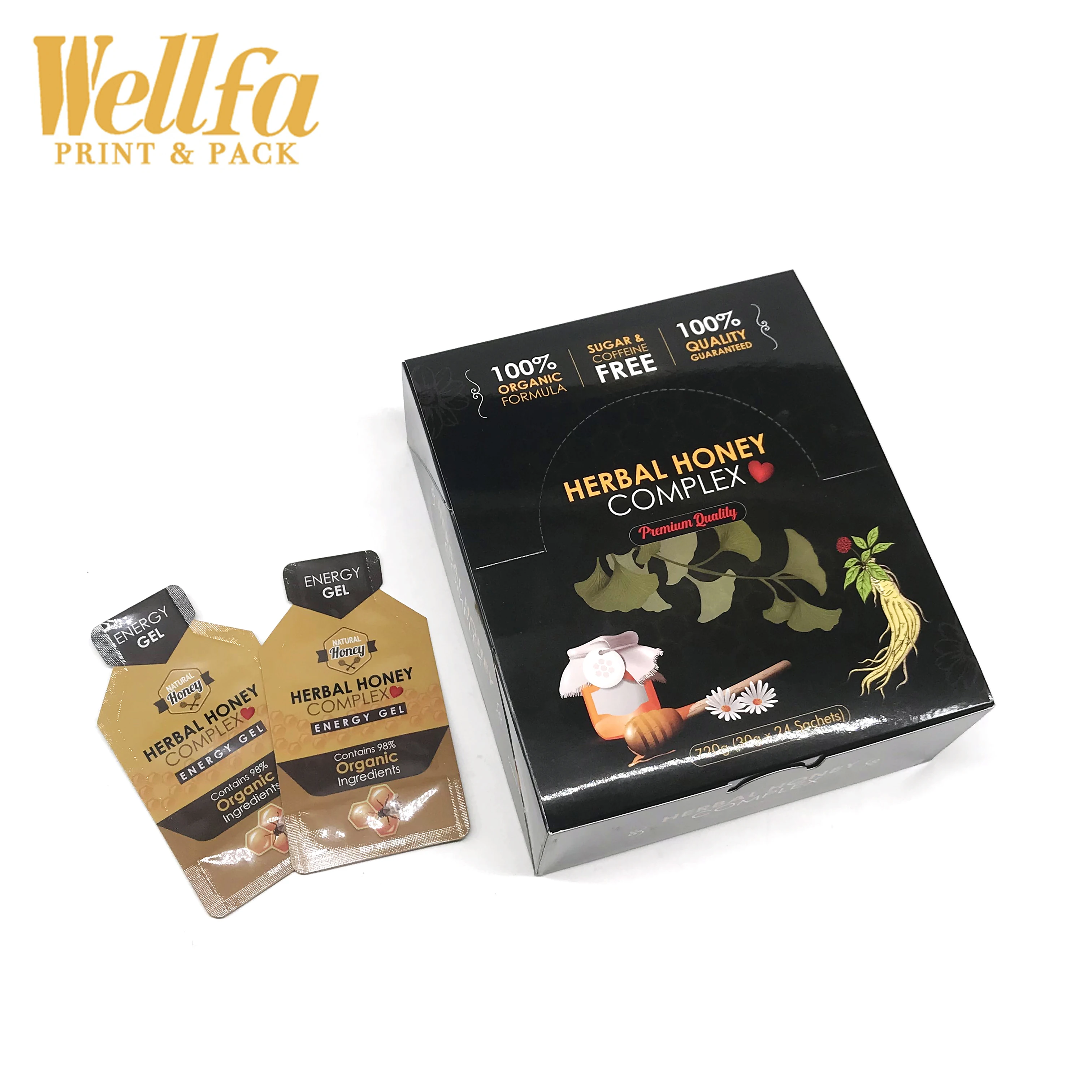 Manufacturer Custom Size Printed Skincare Cosmetic Sample Packing Die Cut Mylar Bag Juice Honey Sachets Bottle Shaped Bags