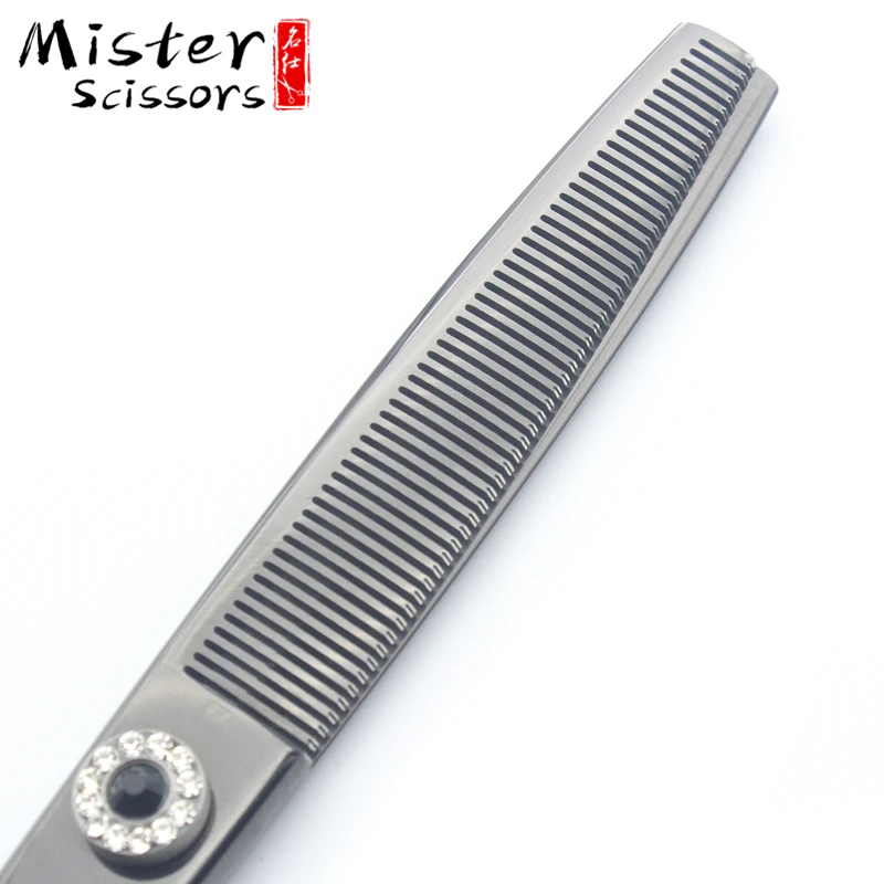 Black High Quality Professional Curved Thinning Scissors 440C Stainless Steel Pet Grooming 6.5 inch