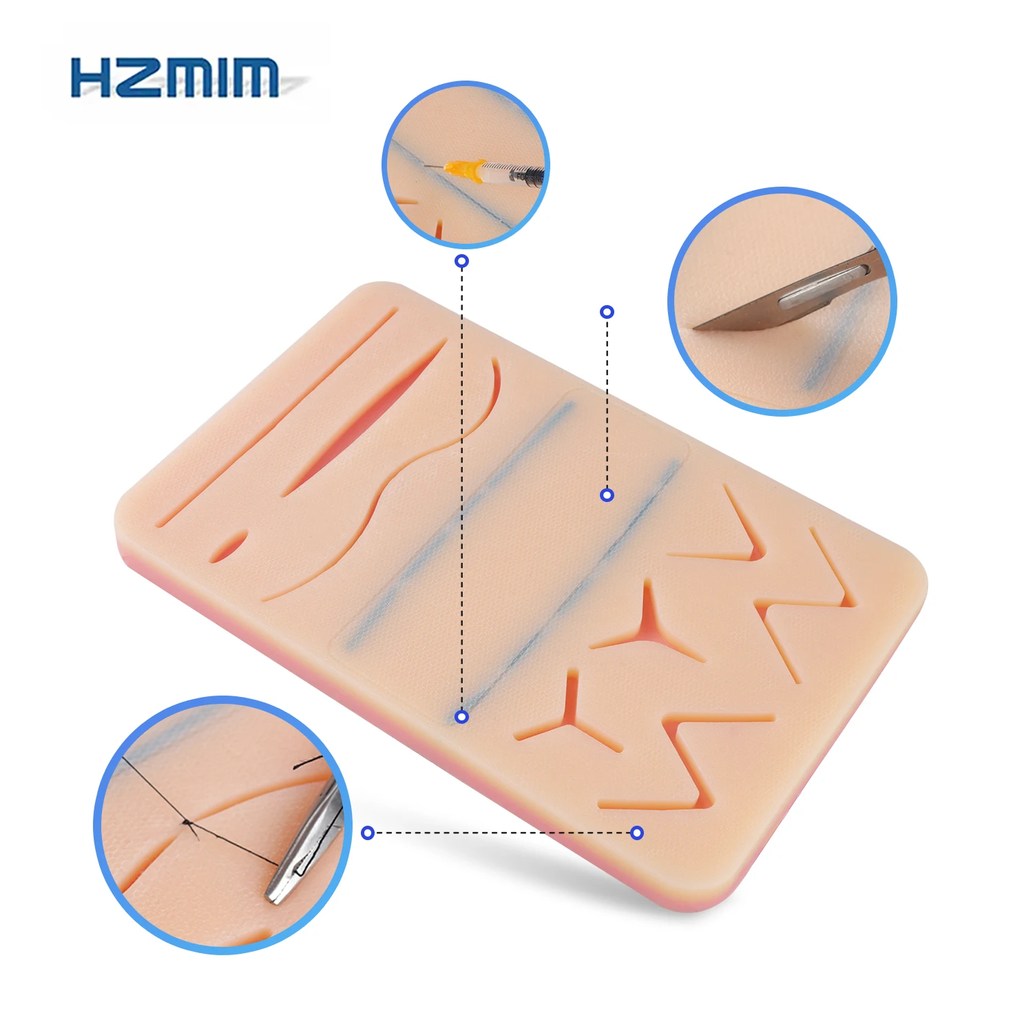 Multi-Functional Silicone Suture Practice and IV Injection Training Pad with 2 Veins for Medical Students and Doctors
