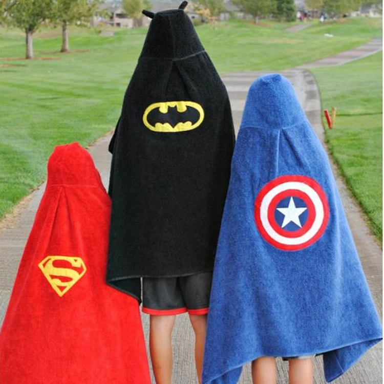 100% Cotton Bamboo Organic Children Superhero Cartoon Animation Kids Hooded Bath Towels