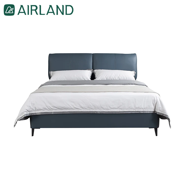 Airland Luxury Upholstered Leather Bed Hotel Bedroom Furniture Queen King Size Modern Home Frame Wood Beds