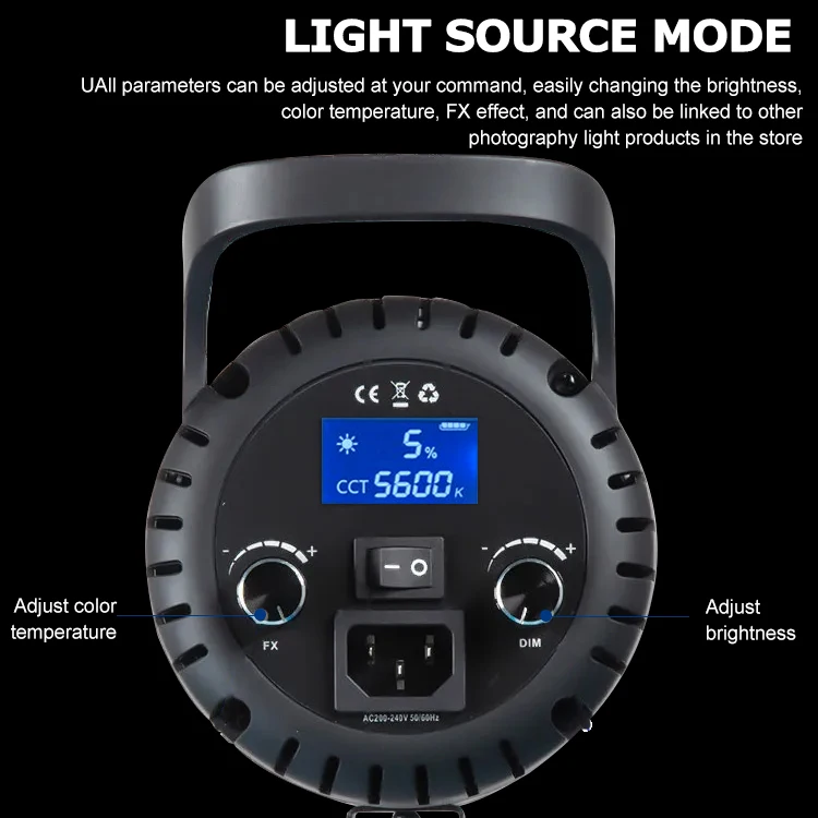 ZSYB Photographic Lighting Factory Customize 200w Dimmable Studio Shoot Led Video Light For Camera Photography