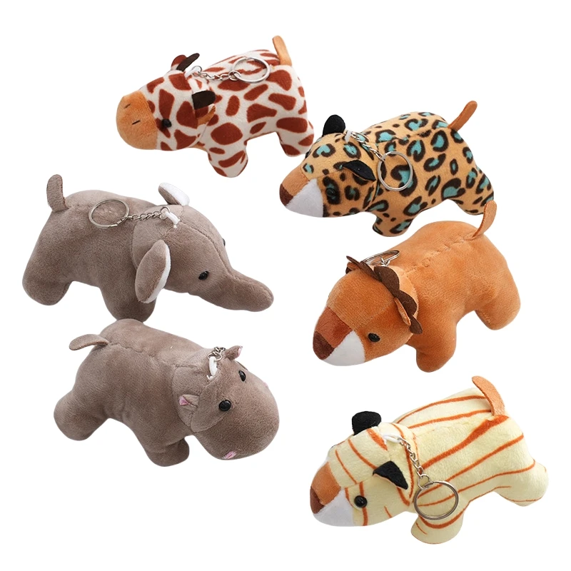 New Animals Lion Giraffe Hippopotamus Keychain Stuffed Animals Toys Forest Animal Dolls Key chains Hippo Plush Keychains toys