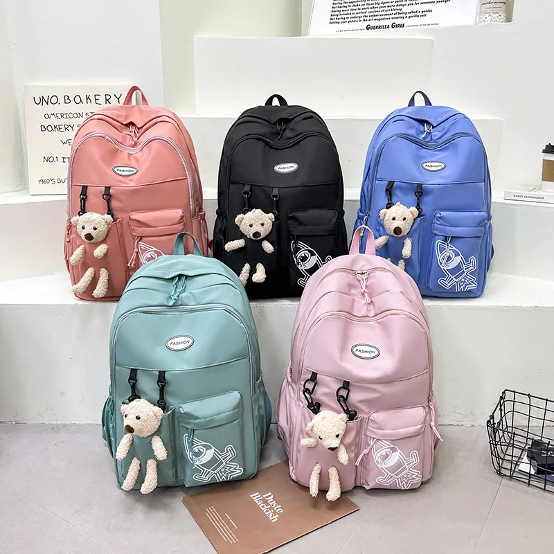 2023 Factory Elementary Students Schoolbag Cute Bear Doll Good Quality School Bags Backpack for Teenagers Girls Waterproof OEM