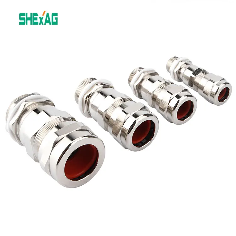 Free Sample Ip68 Iecex Atex Certified Explosion Proof Stainless Steel Industrial Brass Metal Cable Gland Connector with SANHUI