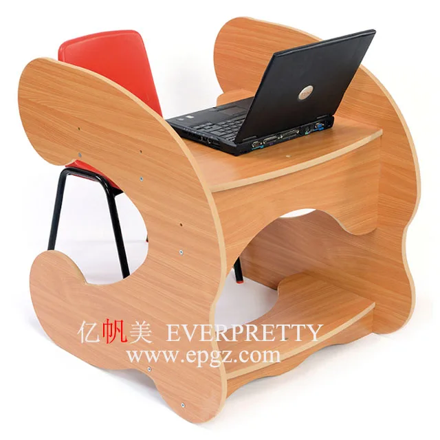Education Student Wooden Computer Desk for College Training Classroom Single Design Computer Table with CPU Holder