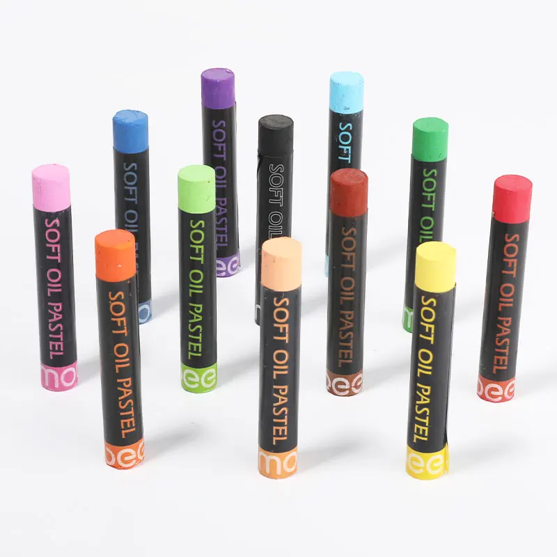 Mobee P-3408C Hot sales 12 assorted colors soft oil pastel set professional factory price drawing crayon set for painting