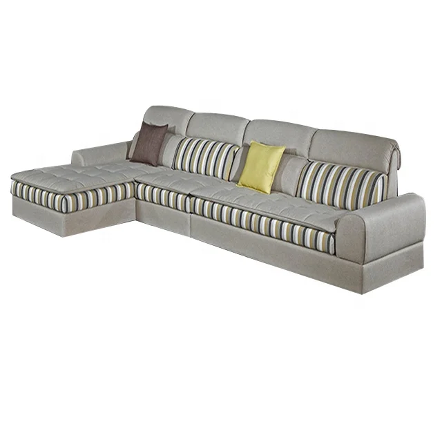 
Luxury Modern north european style velvet fabric corner 5 seater sofa set 