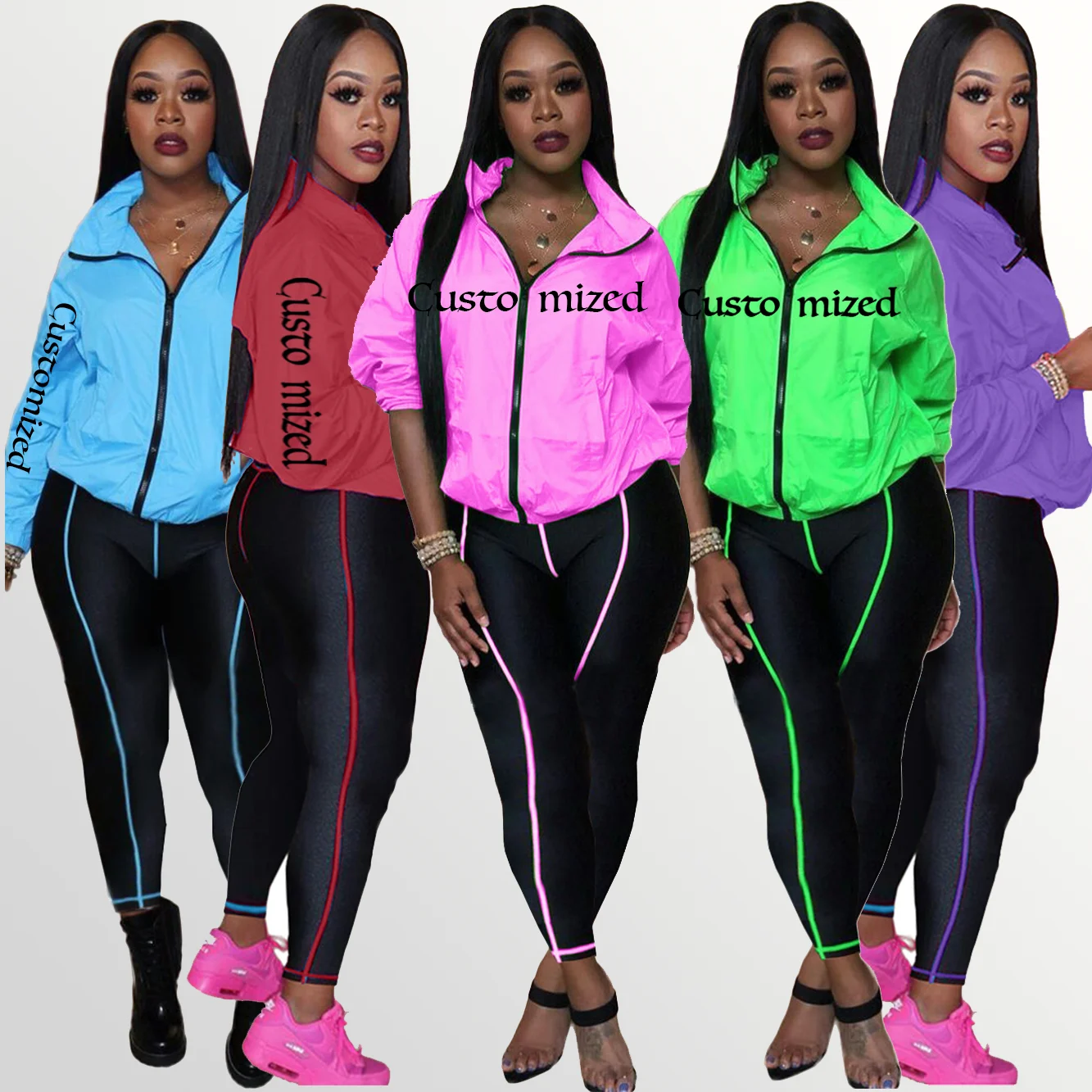2022 women clothing printing plus size winter outfits tracksuit sweat suits two piece pants set training jogging wear