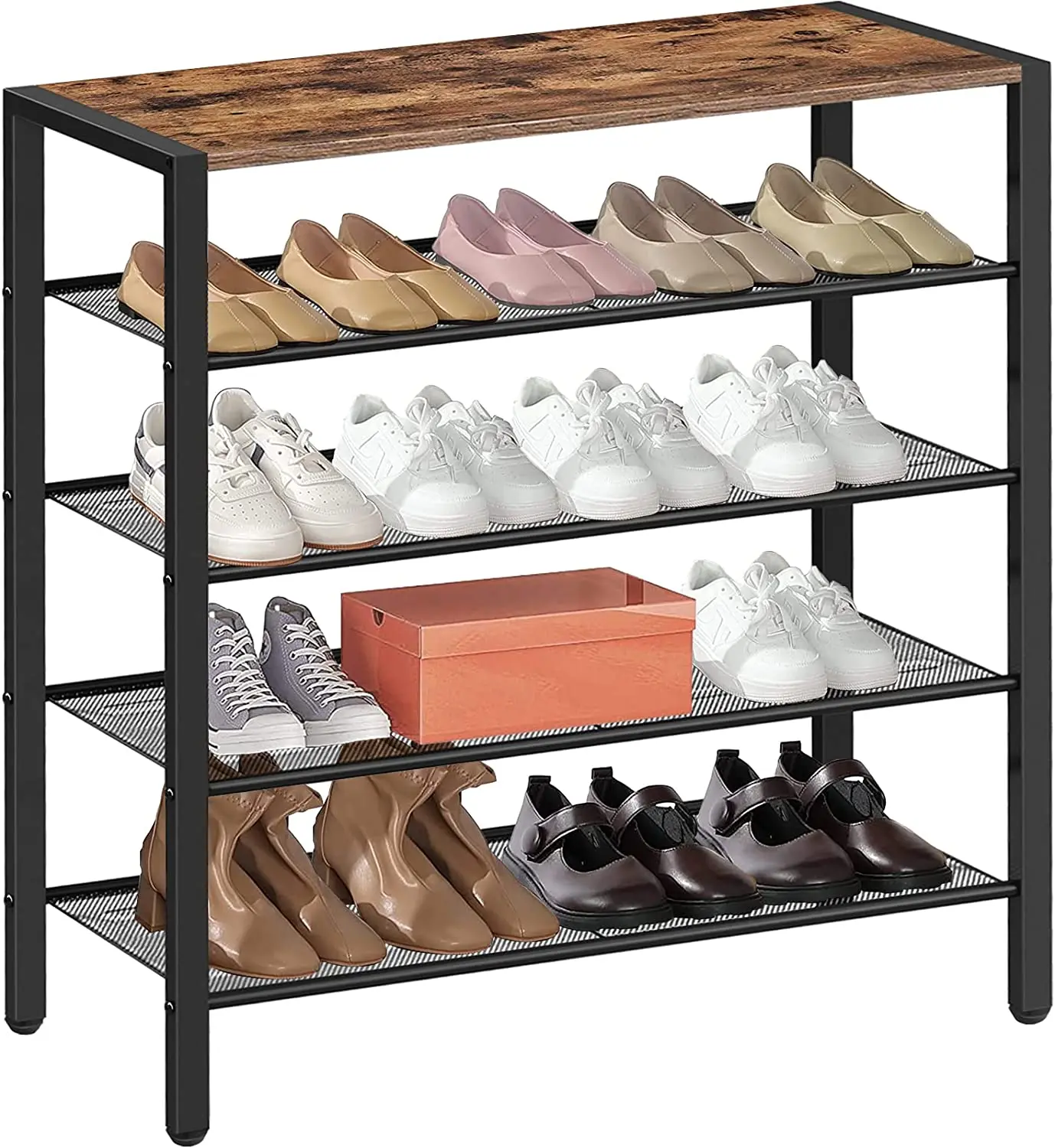 Industrial 5 tier shoe rack  shoe bench 16-20 pairs shoe rack entryway hallway closet stable metal frame