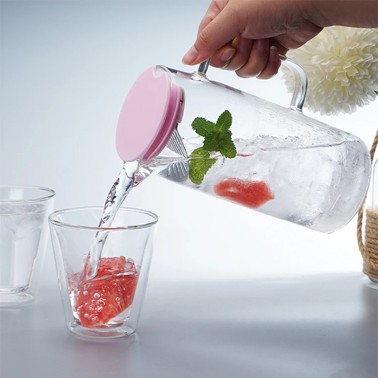 1.5l Glasses Cold Water Bottle Kitchen Kettle Jars Heat Resistant Glass Water Pitcher Coffee Tea Pot Transparent Decanter Jug