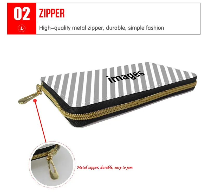 POD OEM Wallet PU Leather Ladies Clutch Long Zipper Phone Bag Piano Music Notes Pattern Purse Card Holder Portefeuille Femme