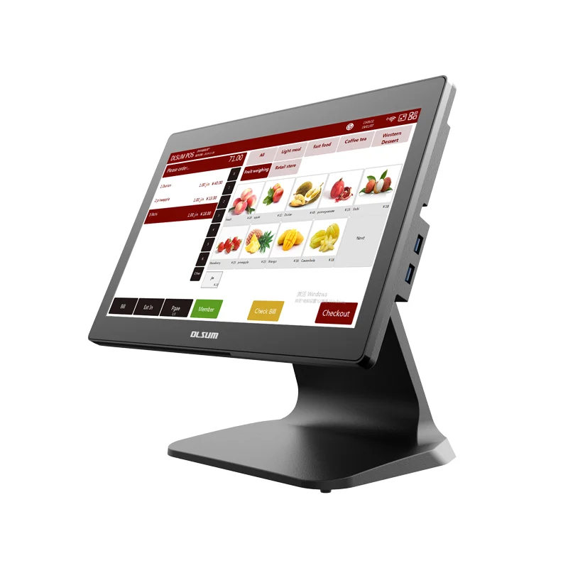 DLSUM-TP 15.6 inch tablet Windwos&Android OS pos computer Inter Core CPU customer service waterproof system restaurant