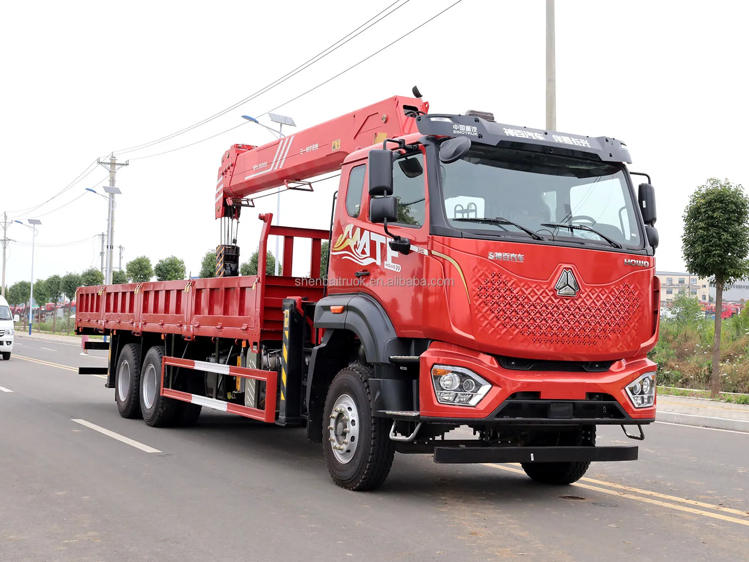 SHENBAI Sinotruk Howo Truck Mounted Crane Manipulator Lifting Equipment 10Ton Boom Truck  Crane