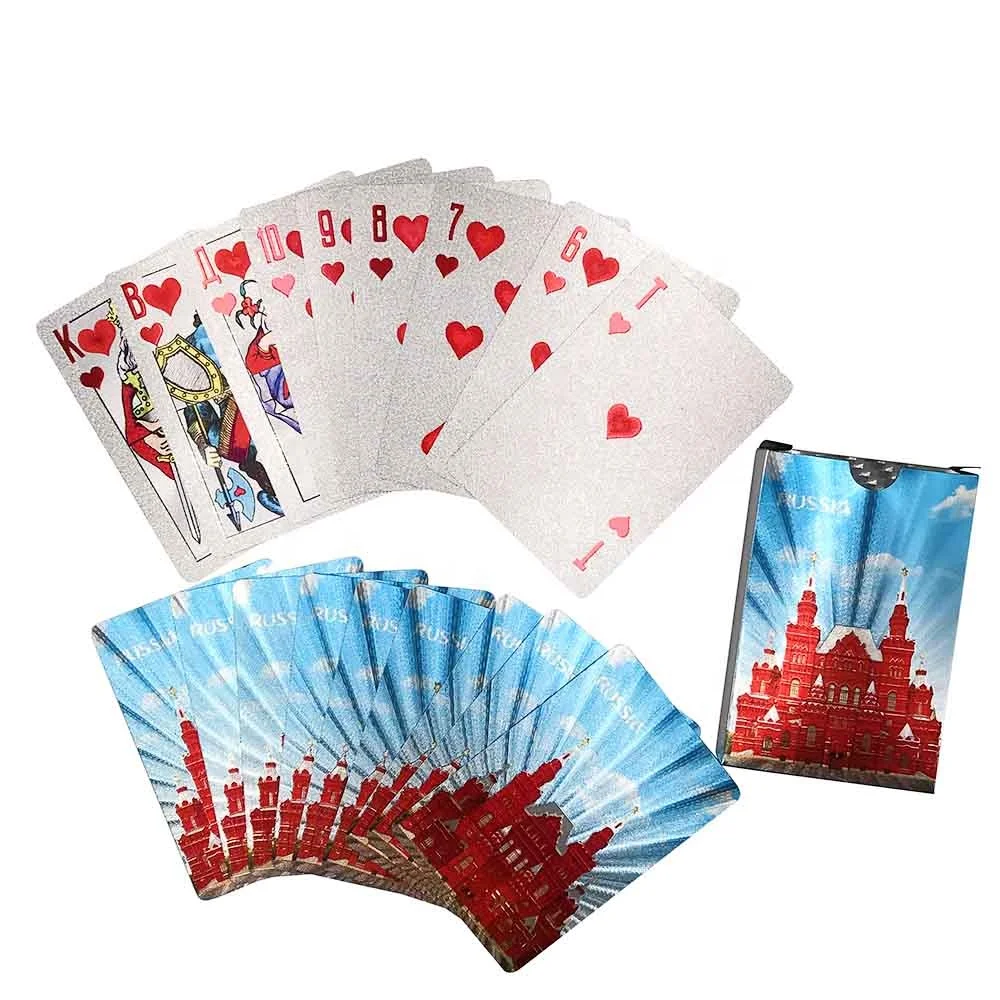 Silver Foil Russia Special 36pcs Per Deck Silver Plated Plastic Custom Playing Cards