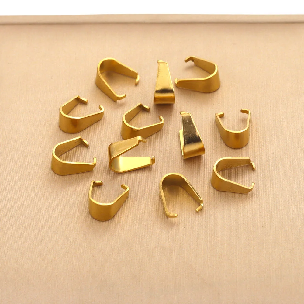 Stainless Steel Pinch Clip Bail Necklace Clasp Dangle Charm Bead Pendant Connector Findings 11x5mm For Jewelry Making