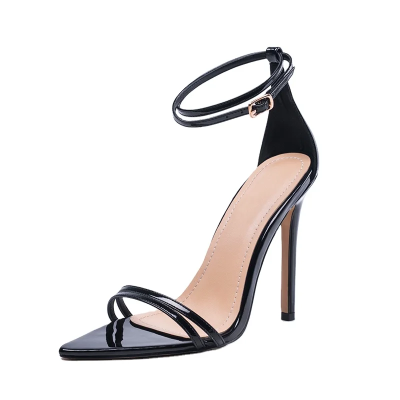 Босоножки A014 женские на тонком каблуке, заостренный носок, ремешок на щиколотке, туфли на высоком каблуке