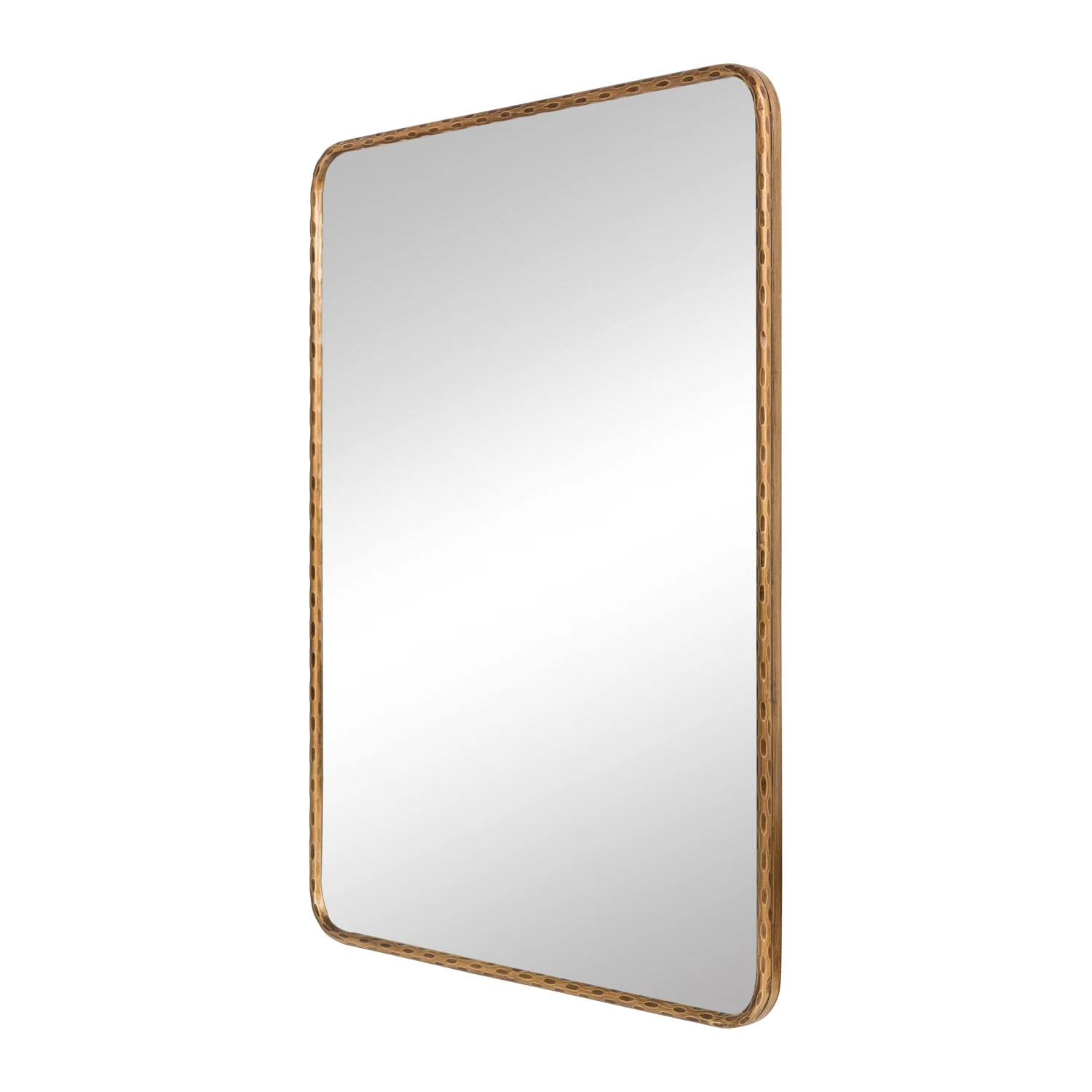 Wall Mirror for gold Bathroom Mirror, Metal Frame with arched Corner, Rectangle Glass Panel