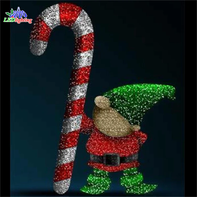 shopping mall center outdoor christmas decoration large led 3d ip65 candy cane christmas motif lights