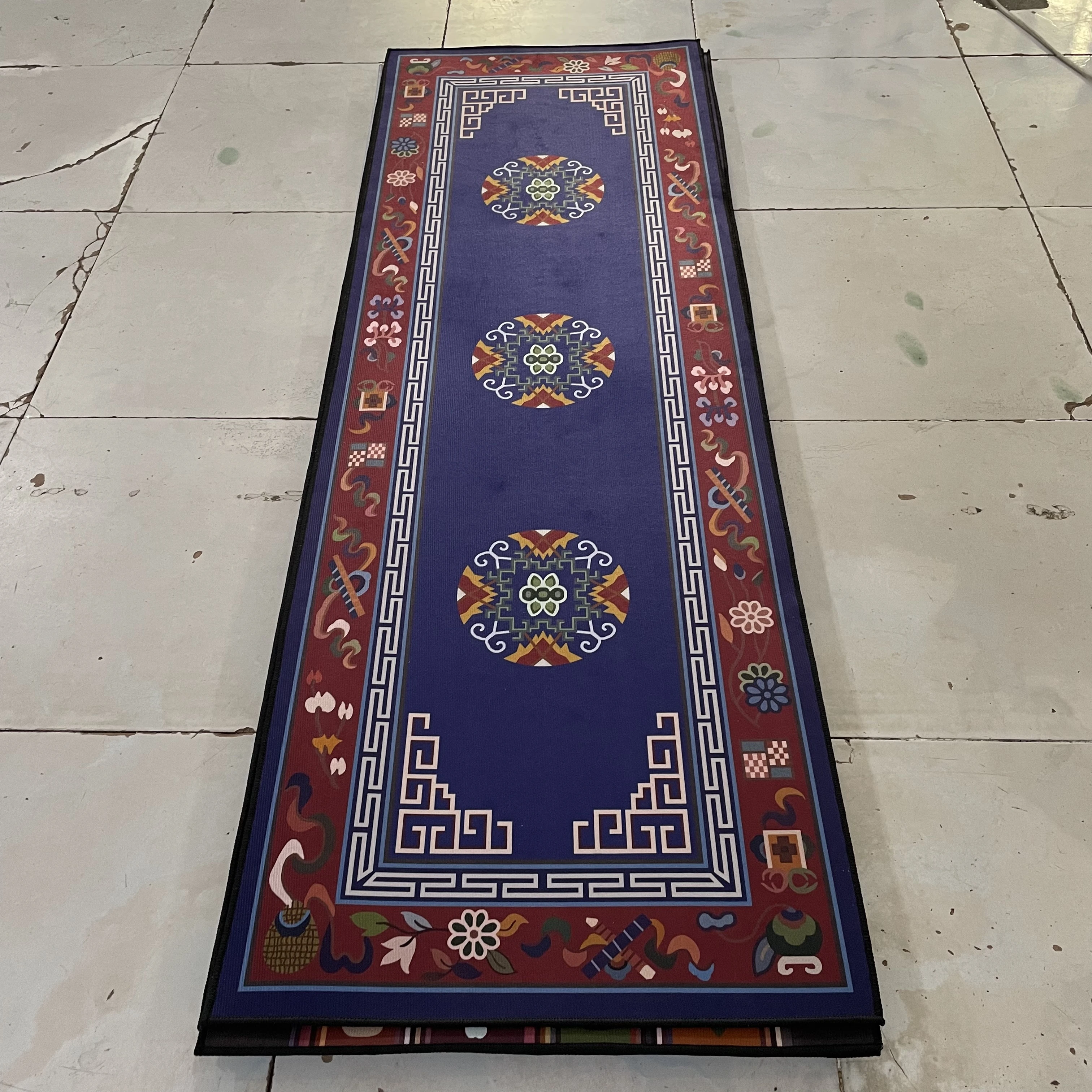 Machine Washable Rug Thin Vintage Bohemian Medallion Area Rug Stain Resistant Non-Slip Backing carpets for Living Room
