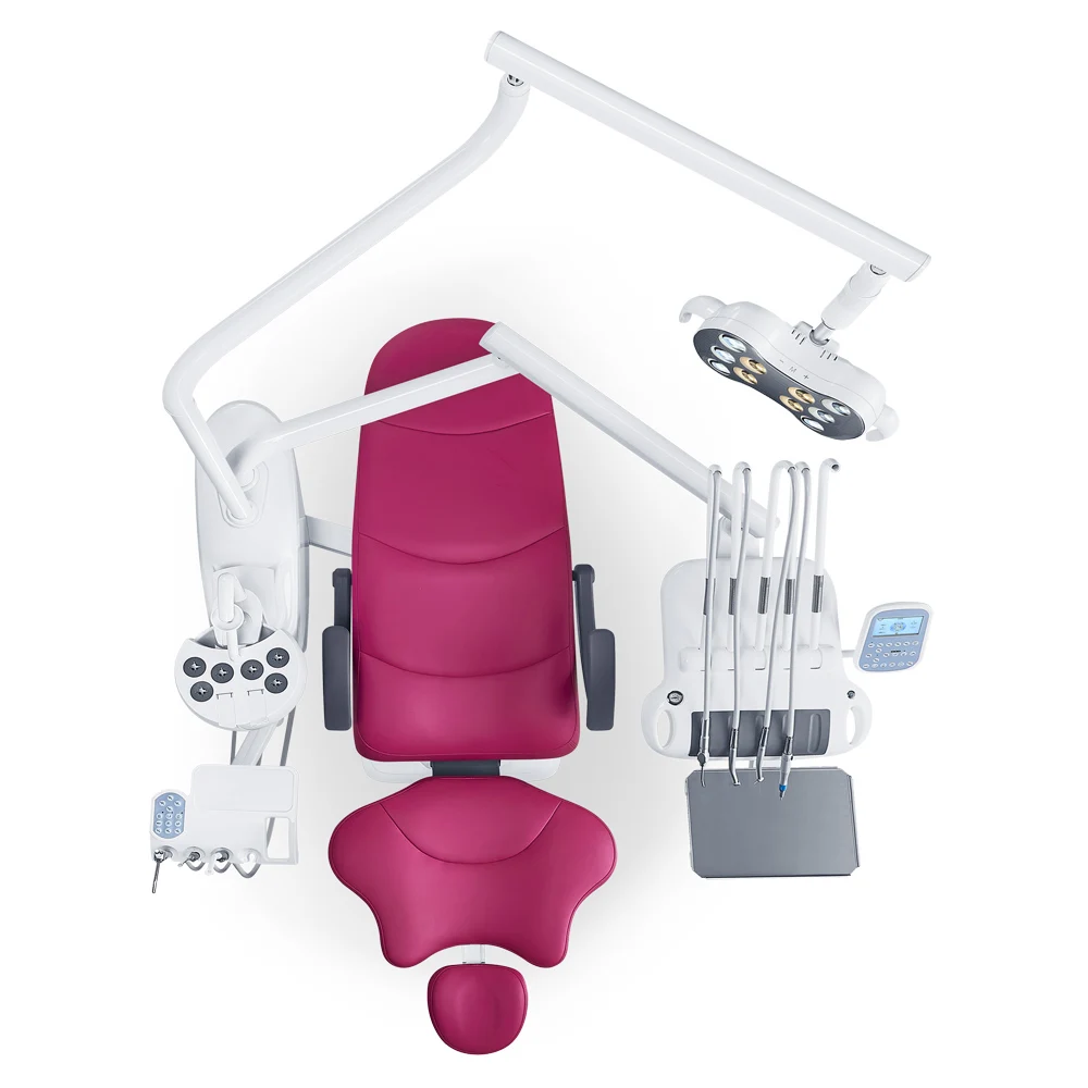 Gladent hydraulic dental chair 3 way syringe doctor tray Dental unit Butterfly tricolor Lamp