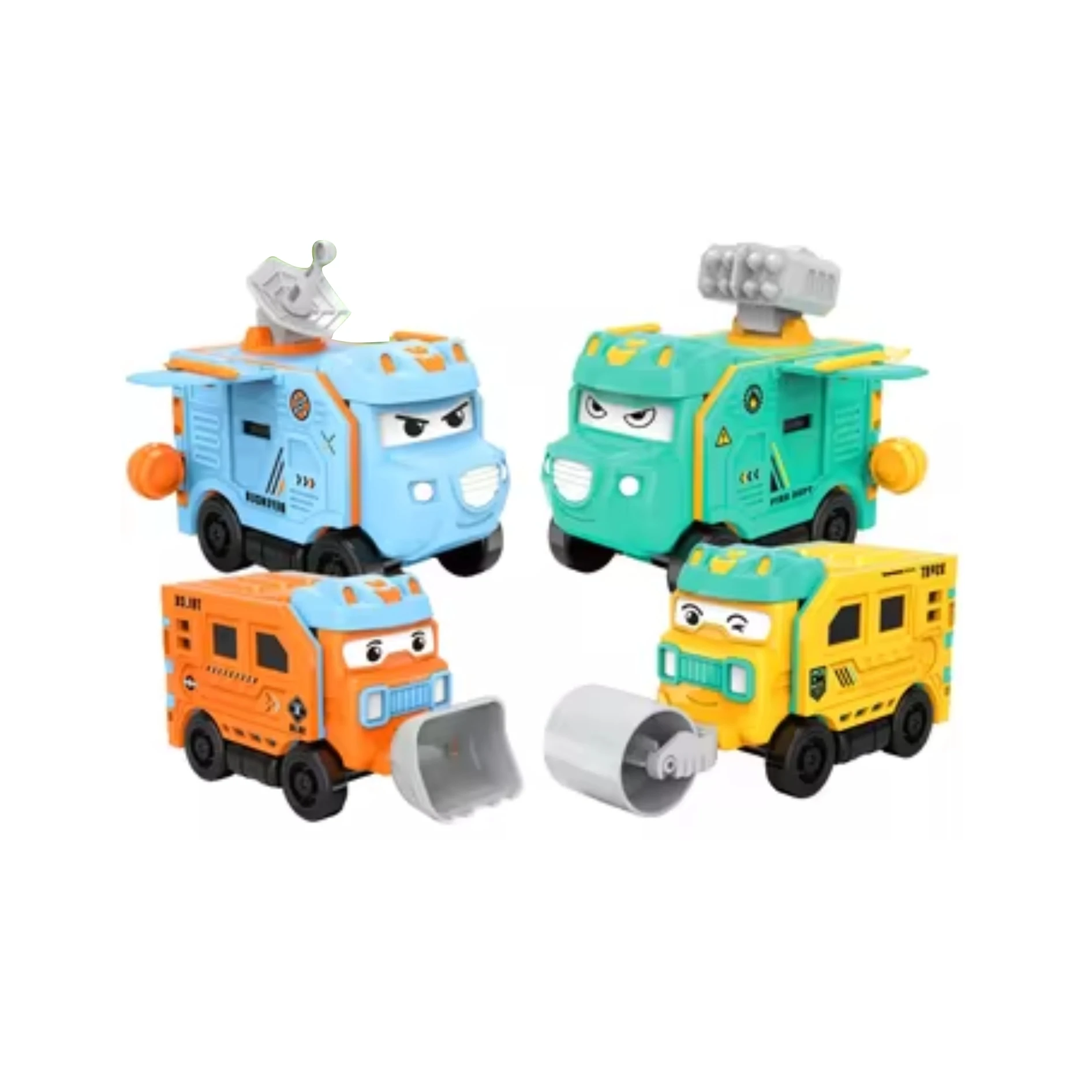 2in1 Friction vehicle toys truck transformed puzzle boy gift reverse flip pull back engineering car