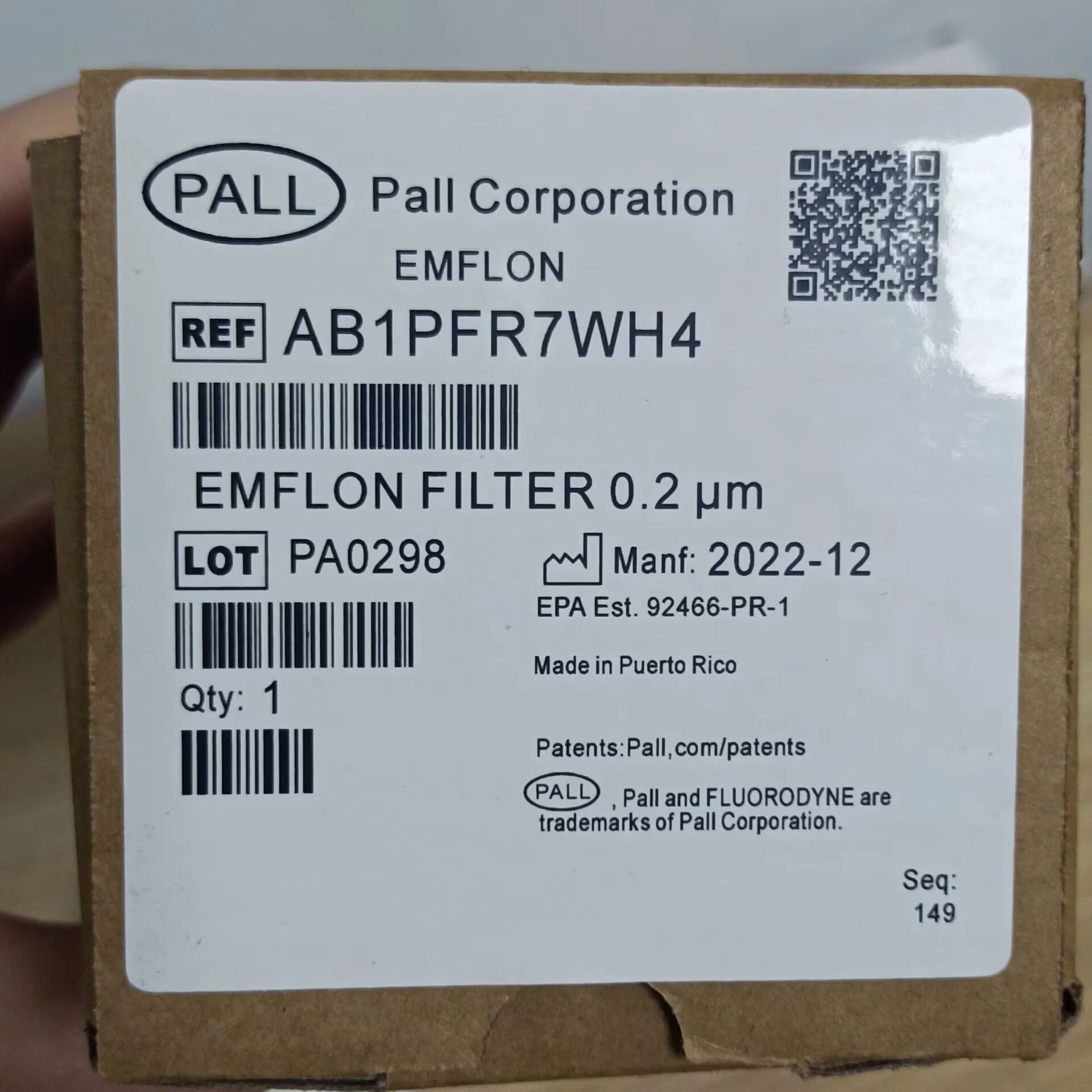 Palls Emflon Filter Cartridge AB1PFR7WH4