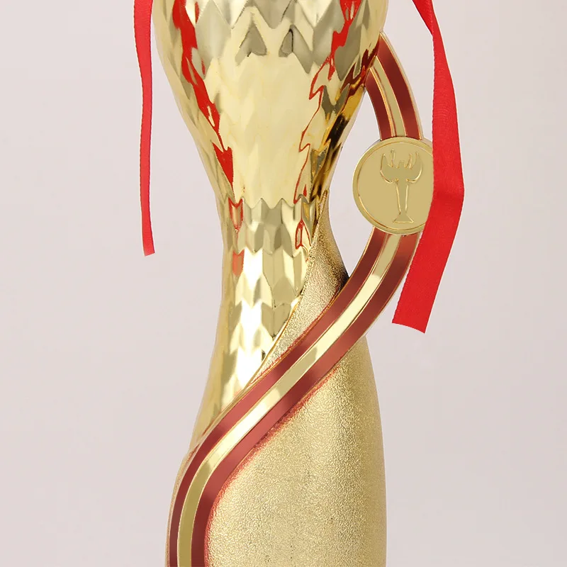 New custom design gold resin soccer Trophy Award Champion League World Memorial big blank Football Trophy Cup for Sport toppers